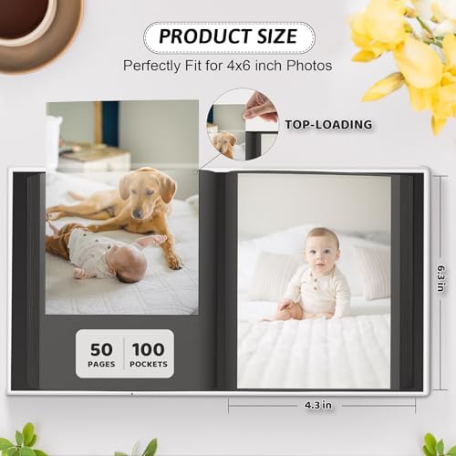 Popotop 4x6 Photo Album Holds 100 Pictures, Vegan Leather Hardcover - Image 3