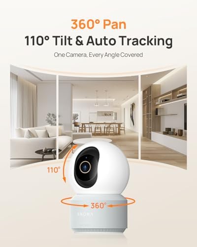 Anona Pano 4K UHD Indoor Camera, Pet/Dog/Baby Security Camera with Phone App, 360° Pan-Tilt, 2.4G/5G Dual-Band Wi-Fi 6, Auto-Tracking, Person/Pet/Baby Crying Detection, Privacy Mode, Two-Way Audio - Image 3