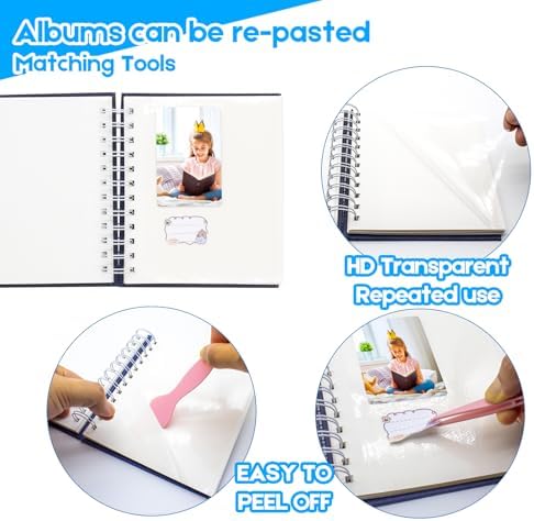 Scrapbook Self Adhesive Photo Album 25 Pages Hard Cover DIY Photo Album for Instant Camera Print Paper with DIY Accessories (Purple) - Image 3