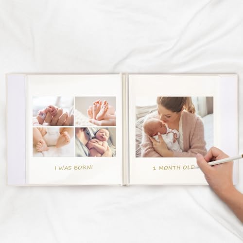 Vienrose Self Adhesive Photo Album 4x6 with Window Baby Memory Book Fabric Cover with PVC Cover Photo Sleeve & 2 Decorative Cards DIY Scrapbook for Newborn, Baby Shower 20 Sheets 40 Pages Green - Image 6