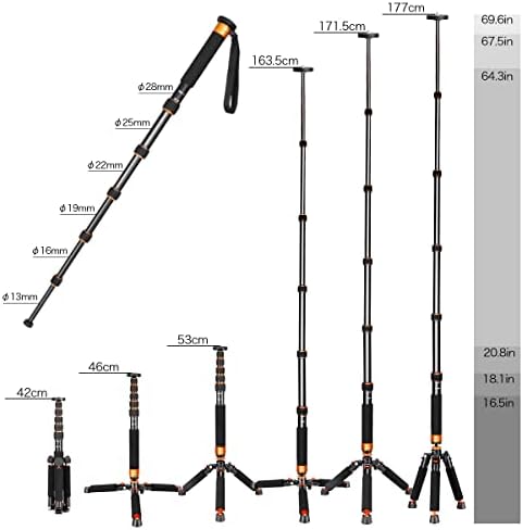 Koolehaoda 69" Aluminum Camera Monopod with Tripod Base, 6 Sections - Image 3