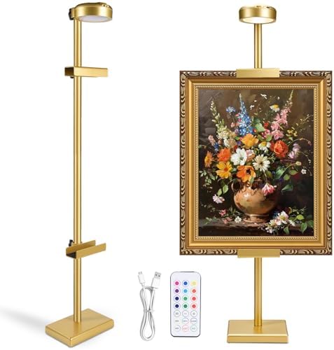 30'' Adjustable Tabletop Easel Stand with Rechargeable 13RGB Poster Light by dakewang