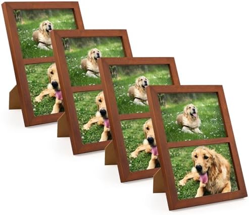 Golden State Art, 5x7 Double Picture Frame, Displays Two 5x7 Photos(Brown) by GoldenStateArt