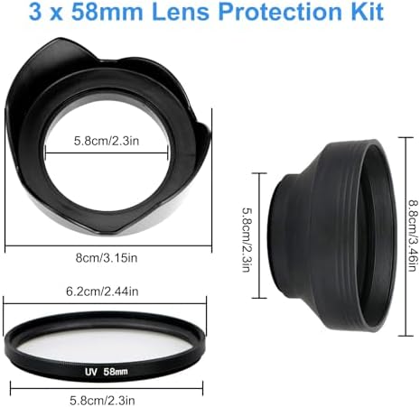EEEKit 58mm Tulip Flower Lens Hood with UV Filter Lens for Canon EOS 77D 80D Rebel T8i T7 T7i T6i XTi SL2 DSLR Camera - Image 2