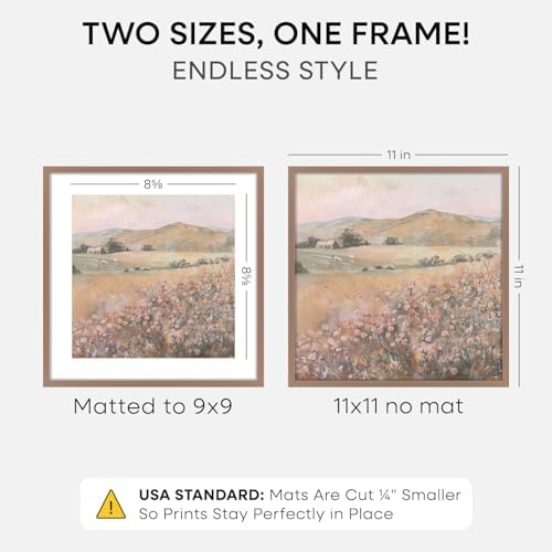 Homeforia 11x11 Mocha Picture Frame, High-End Metal, 9x9 Mat, Glass - Image 2