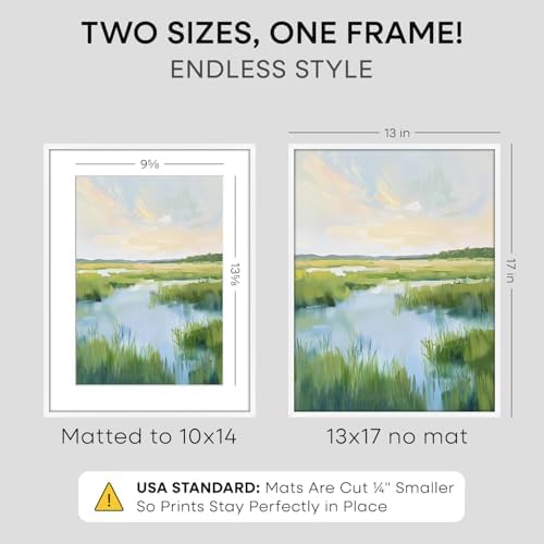 Homeforia 13x17 White Picture Frame, High-End Metal, 10x14 Mat, Glass - Image 2