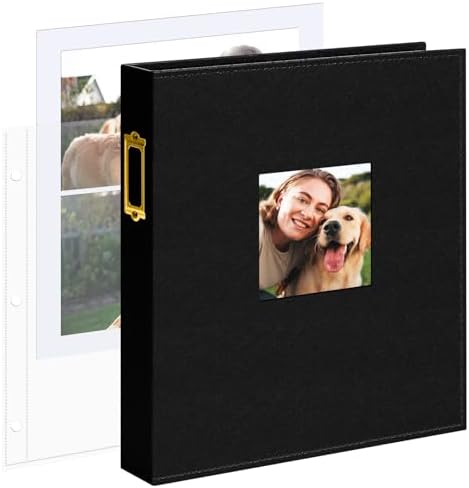Vienrose 8.5x11 In 3 Ring Scrapbook Photo Album Leather Black 100 Pages by Vienrose