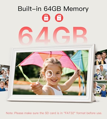64GB Frameo 15.6" Digital Picture Frame Large 1920 x 1080 IPS FHD Touch Screen WiFi Electronic Photo Frames Share Moments Instantly Anywhere Best Gifts for Parents and Grandparents White - Image 3