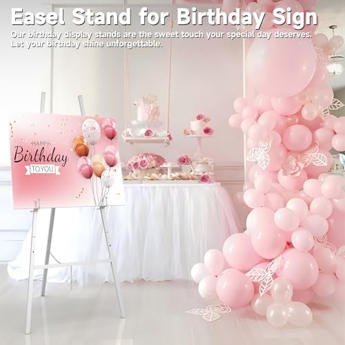 Easel Stand for Sign, Metal Display Easel with Adjustable Chain,Silver - Image 2