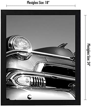 Americanflat 18x24 Poster Frame - Black Engineered Wood with Polished Plexiglass - Wide Picture Frame for Vertical or Horizontal Wall Display - Epic Collection - Black - Image 2