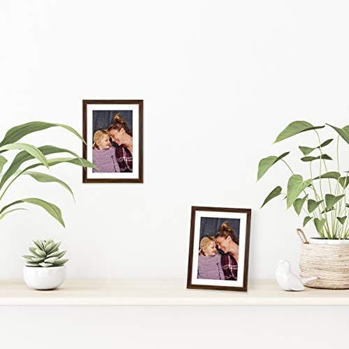 Americanflat 5x7 Picture Frame with Shatter-Resistant Glass - Streamline Collection - Thin Border Photo Frame for Tabletop and Wall Display - Hanging Hardware and Easel Stand Included - Mahogany - Image 4