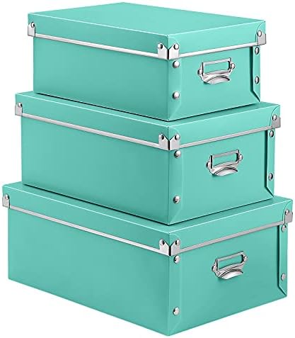 SEEKIND Storage Bins with lids, Water-Proof Storage Box Sets with Handles,Multiple Sizes Foldable Plastic Storage Organizer for Clothes,Cosmetic,Photos(Cyan) … by SEEKIND%2C+Professional+Office+Products+Supplier.