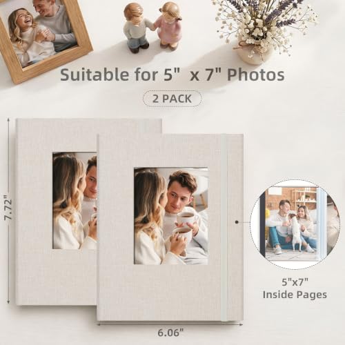 5x7 Photo Album 2 Pack 26 Pockets Fabric Beige - Image 2