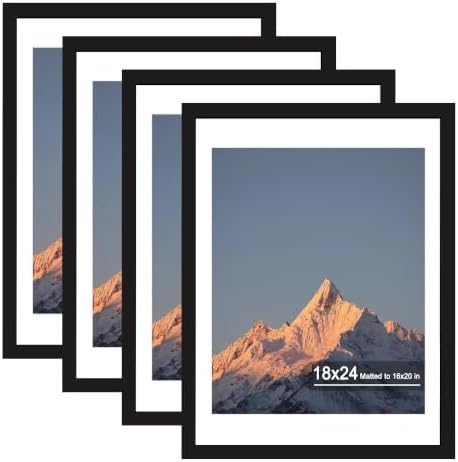 18x24 Wood Picture Frame Set of 4, Wall Mount for Home Decor, Black by SZYUU