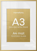 Homeforia A3 Gold Picture Frame, High-End Metal, A4 Mat, Glass by Homeforia