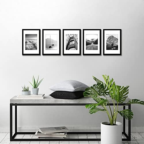 Americanflat 8x12 Picture Frame 5-Pack - Matted to 6x8 - Black - Image 5