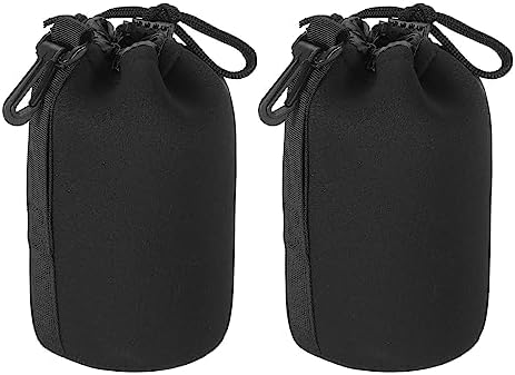 PATIKIL Camera Lens Bag, 2 Pcs 3.5" IDx7.1 H Drawstring Lens Pouch with Thick Protective Neoprene, Lens Case for DSLR Camera Lens, Water Coffee Cups Black by PATIKIL