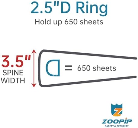 Fireproof 3 Ring Binder with Zipper, 2.5" D Rings Holds 650 Sheets - Image 3