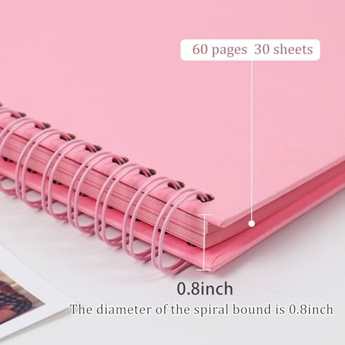 RECUTMS 8x8 Scrapbook DIY Photo Album 60 Pages Kraft Paper Memory Book Pink - Image 4
