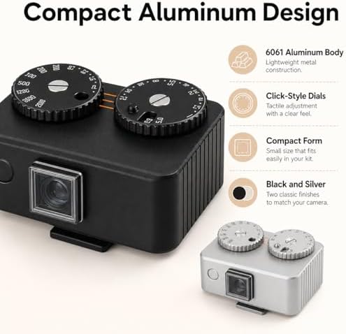 TsoLay Portable Light Meter, High Precision Ambient Light Meter with Self-Adjusting Cold Shoe Interface, 45° Light Metering & 2 Dial to Adjust ISO, Durable Aluminum & Rechargeable, for Film Cameras - Image 3