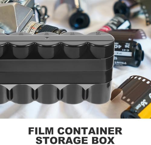 LIFKOME Portable Plastic Film Case Holder for 5-Rolls of Film Black Storage Box with Large Capacity for Rolls and Small Items Easy to Use Canisters Carrying Box for Home Supplies - Image 3