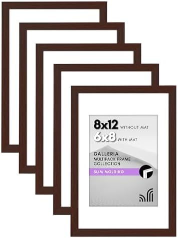 Americanflat 8x12 Picture Frame 5-Pack - Matted to 6x8 - Mahogany by Americanflat