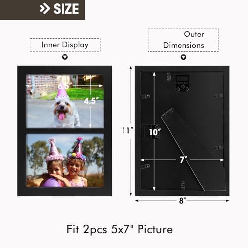 Golden State Art, 5x7 Double Picture Frame, Display Two 5x7 Photos(Black) - Image 5