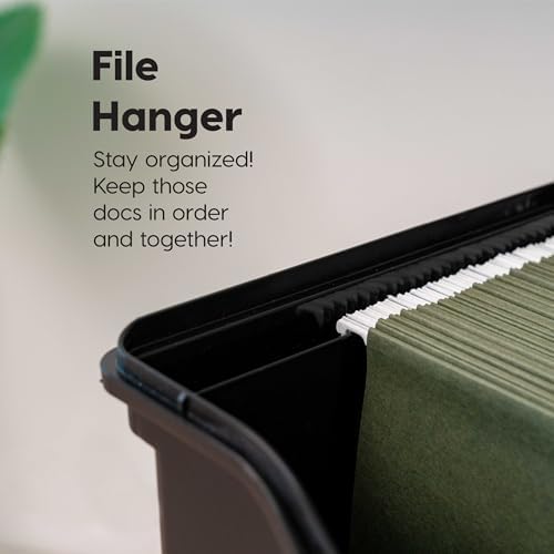 IRIS USA Slim Portable File Box Organizer with Lid, Letter Files, Black - Image 4
