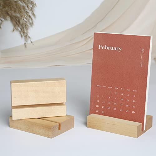 UNIQOOO 3.5" Birch Wood Stand for Monthly Desk Calendar, Wooden Block Base, Cardstock Holder, For Office Home Retail Reception Decor, Photo Display, 10 Pack - Image 4