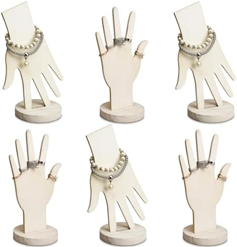 MOOCA 6-Piece Wooden Hand Jewelry Display Set, Wall Mount or Stand by Mooca