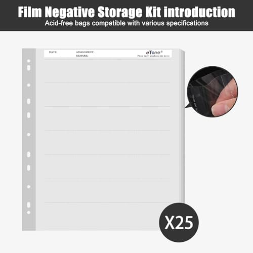 35mm Film Negative Sleeves - 25 pcs Storage Pages for 35mm Film Strips, Holds 7 Strips of 6 Frames - Image 2
