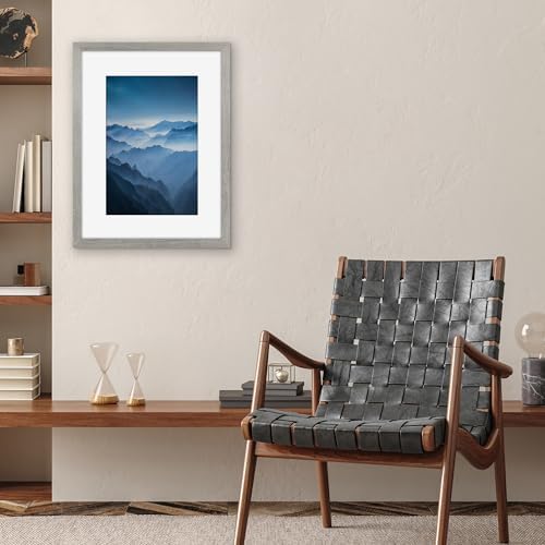 Americanflat 18x24 Poster Frame - Matted to 12x18 - Grey Wood - Image 4