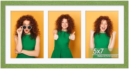 DUENPY 8x16 Collage Frame For 3 5x7 Photos Green by DUENPY