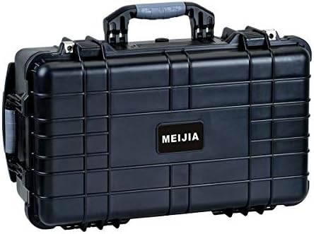 MEIJIA Rolling Waterproof Hard Protective Case, Hard Camera Case with Retractable Pull Handle and Wheels,Customizable Fit Foam Inserted, Black, 22.83 x 17.91 x 10.31 inches - Image 3
