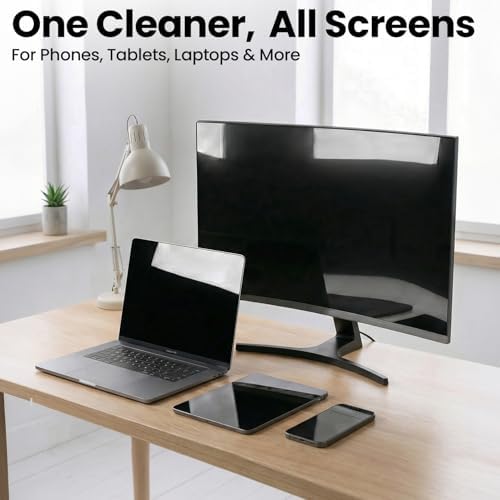 EVEO Car Screen Cleaner Spray and Wipe -2-in-1 iPhone Cleaner, iPad Screen Cleaner & Phone Screen Cleaner - Touchscreen Mist Cleaner for Laptop, Computer, MacBook and More - 2 Pack (Blue & Cream) - Image 4
