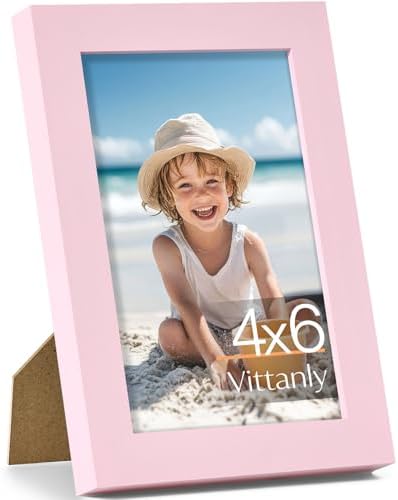 Vittanly 4x6 Picture Frame Made of Solid Wood for Wall or Tabletop, Pink by Vittanly