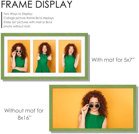DUENPY 8x16 Collage Frame For 3 5x7 Photos Green - Image 4