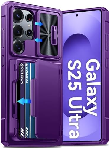 GooseBox for Samsung Galaxy S25 Ultra Case Wallet with RFID [Cards Holder][Camera Cover][Edge Raised] Full Body Shockproof Silicone Protective Phone Case for Galaxy S25 Ultra 6.9" 2025 (Purple) by GooseBox