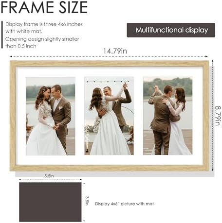 DUENPY 8x14 Solid Wood Collage Frame For 3 4x6 Photos - Image 2