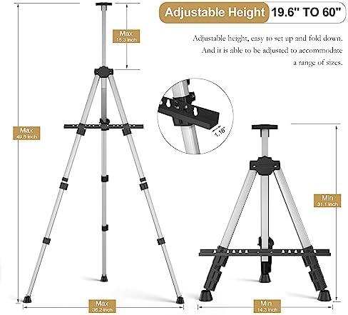 Art Painting Display Easel Stands - Portable Adjustable Floor Artist Easels - Image 3
