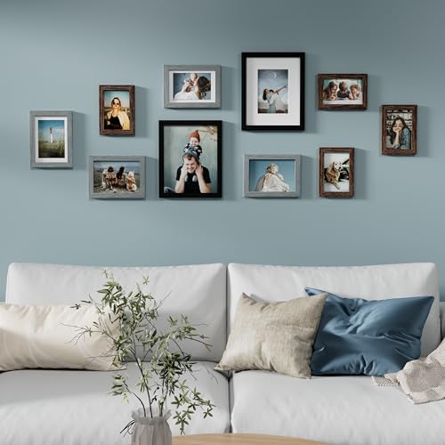 Vittanly 10 Pack Gallery Wall Frame Set, Black, Brown, Grey - Image 2