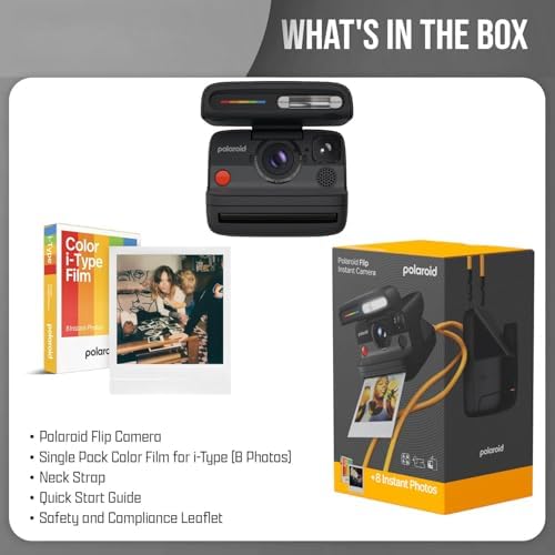Polaroid Flip Instant Camera + Color Film Bundle (8 Photos Included) - Black - Hyperfocal 4-Lens System, Sonar Autofocus, and Scene Analysis, Bluetooth Companion App, with Lens Cleaning Cloth - Image 7