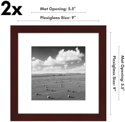 Americanflat 9x9 Picture Frame 2-Pack - Matted to 6x6 - Mahogany - Image 2