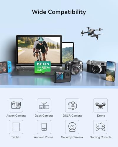 KEXIN 128GB Micro SD Card with Adapter - Up to 90MB/s 4K, V30, A1, C10, 4K UHD High Speed microSDXC UHS-I Memory Card Compatible with Action Camera Drone Game Console Smartphone Tablet,128G,Single - Image 5