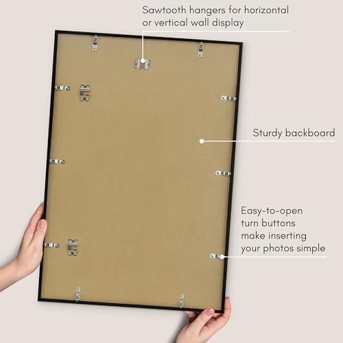 Americanflat 18x26 Poster Frame - Matted to 14x22 - Slim Molding - Black - Image 6