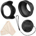 49mm Lens Hood Set Lens Shade Compatible with Canon EF 50mm f/1.8 STM Lens Replaces Canon ES-68 Hood, Collapsible Rubber Lens Hood + Reversible Tulip Flower Lens Hood + Center Pinch Lens Cap by Veatree