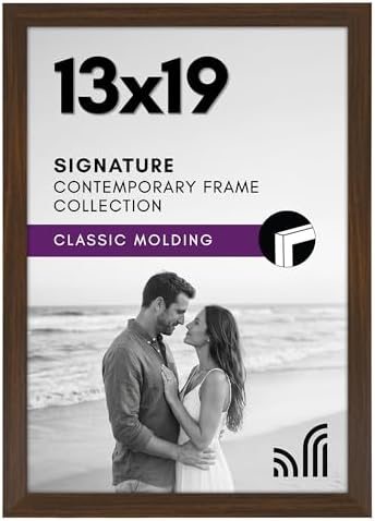 Americanflat 13x19 Picture Frame with Shatter-Resistant Glass - Signature Collection - Gallery-Style Frames Made of Engineered Wood - Photo Frame for Wall Display - Walnut by Americanflat