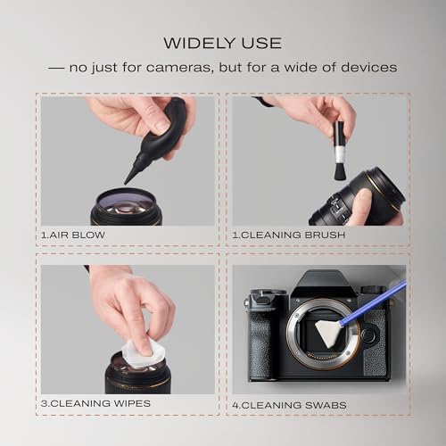 C Coiro Camera Lens Cleaning Kit 7 in 1 – Lens Pen, Air Blower, Sensor Cleaning Swabs, Lens Cleaner Spray, Wet Wipes 5 Pac, Microfiber Wipe – DSLR Mirrorless Full Frame - Image 4