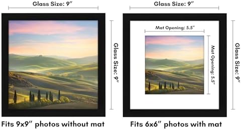 Americanflat 9x9 Picture Frame - Matted to 6x6 - Engineered Wood - Black - Image 2