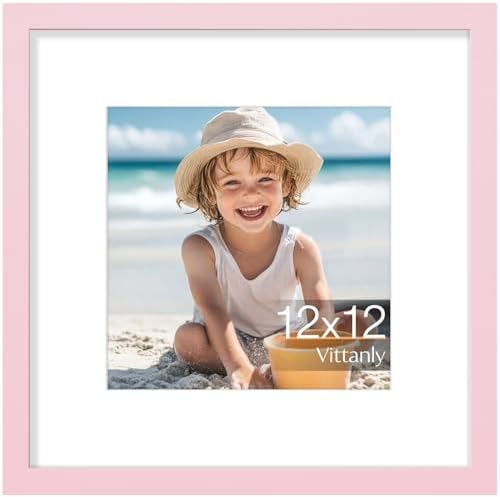 Vittanly 12x12 Picture Frame Made of Solid Wood for Wall Mounting, Pink by Vittanly